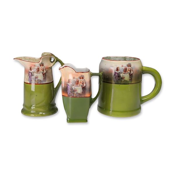 Royal Bayreuth Bavaria Porcelain Tavern Scenes Trio