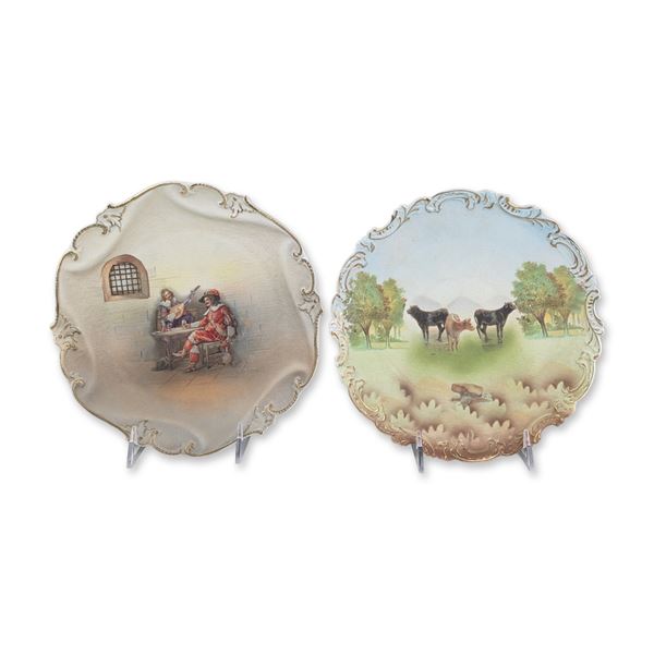 2pc Royal Bayreuth Bavaria Porcelain Decorative Plates