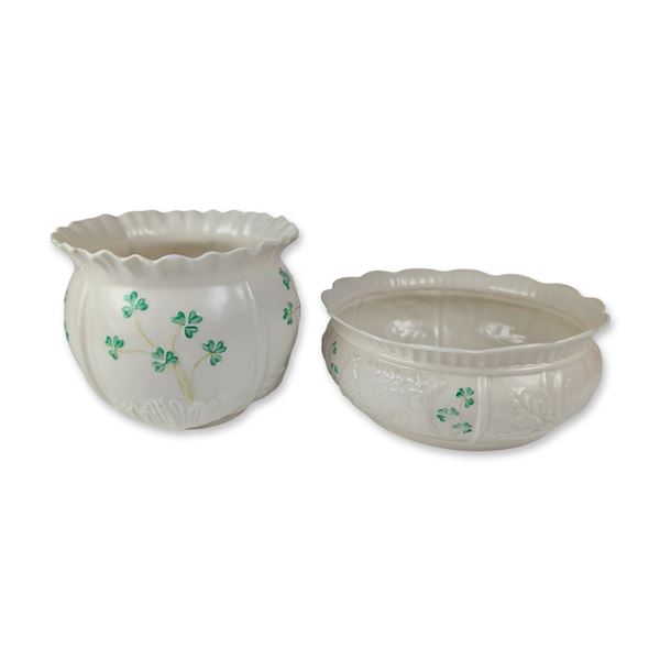 2pc Belleek Shamrock Porcelain Bowls