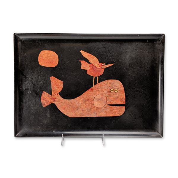 Couroc of Monterey Mid-Century Modern Inlaid Whale Serving Tray