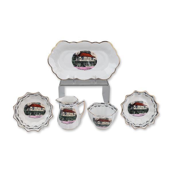 5pc Rosina Bone China Dickens Old Curiosity Shop Dishes & Creamer Set