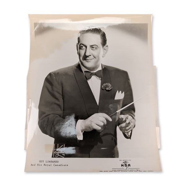 Guy Lombardo and His Royal Canadians Promotional Photograph with NBC Radio Press Slip