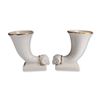 Image 1 : 2pc Porcelain Ram's Head Cornucopia Vases