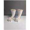 Image 2 : 2pc Porcelain Ram's Head Cornucopia Vases