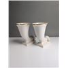 Image 3 : 2pc Porcelain Ram's Head Cornucopia Vases