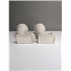 Image 4 : 2pc Porcelain Ram's Head Cornucopia Vases