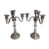 Image 1 : 2pc Rococo Style Silver-Toned Five-Light Candelabra