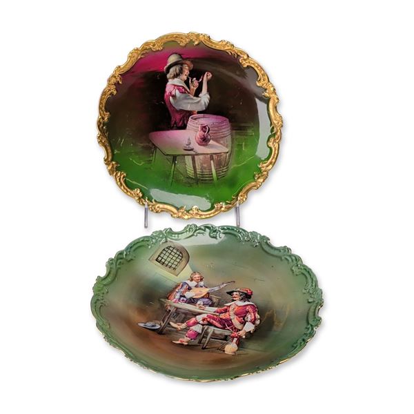 Pair of Royal Bonn Germany Porcelain Cavalier Motif Cabinet Plates