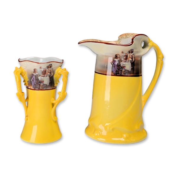 Royal Bayreuth Bavaria Porcelain Cavalier Pitcher and Vase