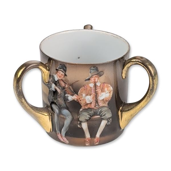 Royal Bayreuth Bavaria Musicians Pattern Miniature Porcelain Loving Cup
