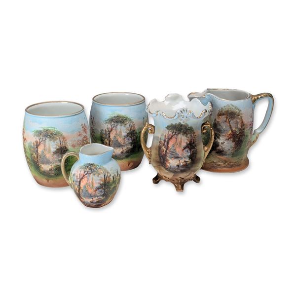 Royal Bayreuth Tapestry Porcelain Bucolic Landscape Tableware Grouping