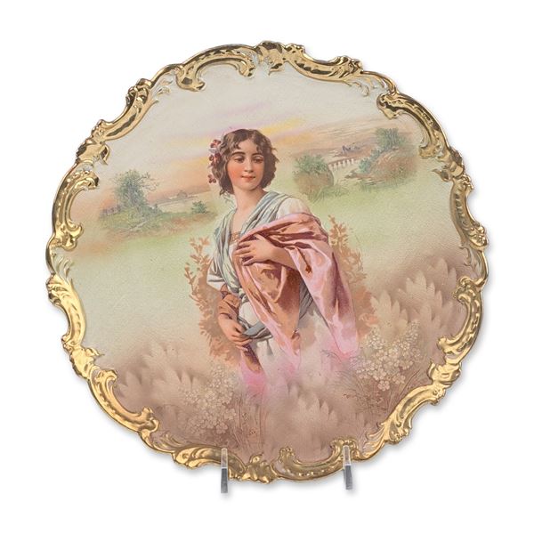 Royal Porzellan Bavaria Gilded Portrait Cabinet Plate