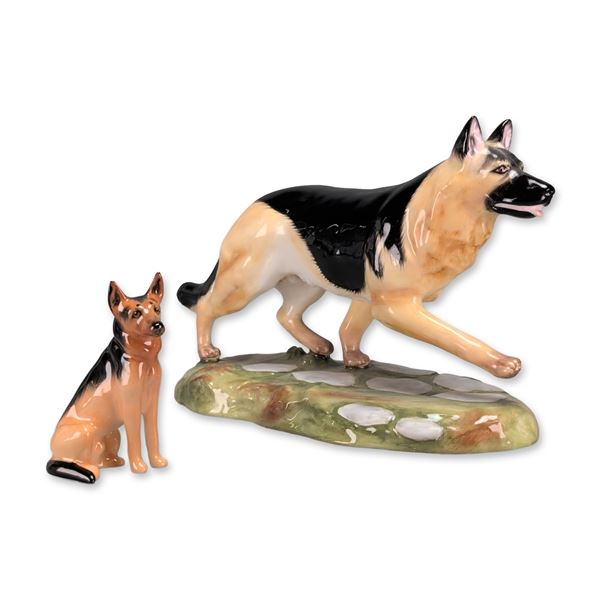 Royale Stratford Porcelain German Shepherd and Puppy Figurines