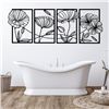 Image 4 : 4PCS Modern Metal Floral/Poppy Wall Art (16.5" x 11.8" Size Each) Line Flower Art Decor (Black) New!