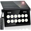 Image 1 : LED Outdoor Solar Flood Light with Remote Control; 50W Solar Security Light; Waterproof, 6500K - New