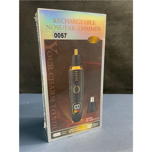 USB-C Rechargeable Nose/Ear Hair Trimmer with LED Display, 120min Run Time - New Sealed!