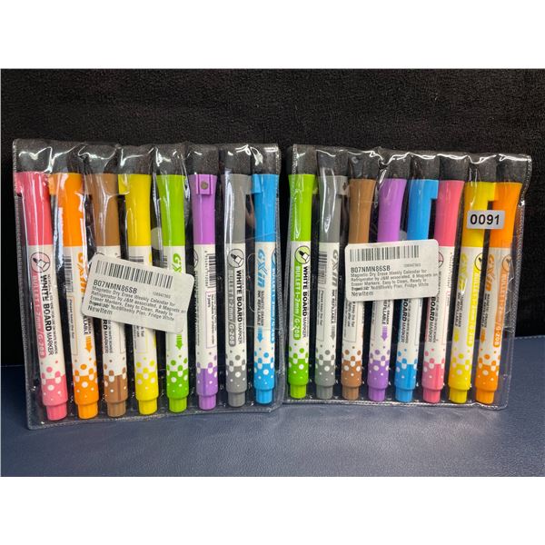 2 Packs (8pcs Each) Magnetic Dry-Erase Markers - Assorted Colours - New