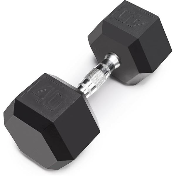 Marcy Classic 40LB Rubber Hex Dumbbell - Solid Cast Iron Core w/ Durable Rubber Coating; New in Box!