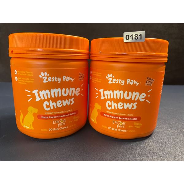 2 Tubs of Zesty Paws Immune Chews for Dogs (90 Soft Chews) Supports Immune Health - New Sealed