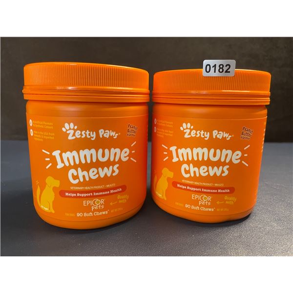 2 Tubs of Zesty Paws Immune Chews for Dogs (90 Soft Chews) Supports Immune Health - New Sealed