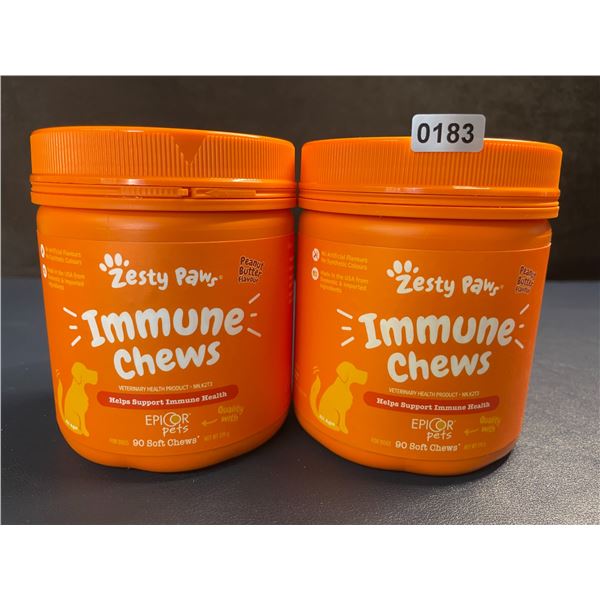 2 Tubs of Zesty Paws Immune Chews for Dogs (90 Soft Chews) Supports Immune Health - New Sealed