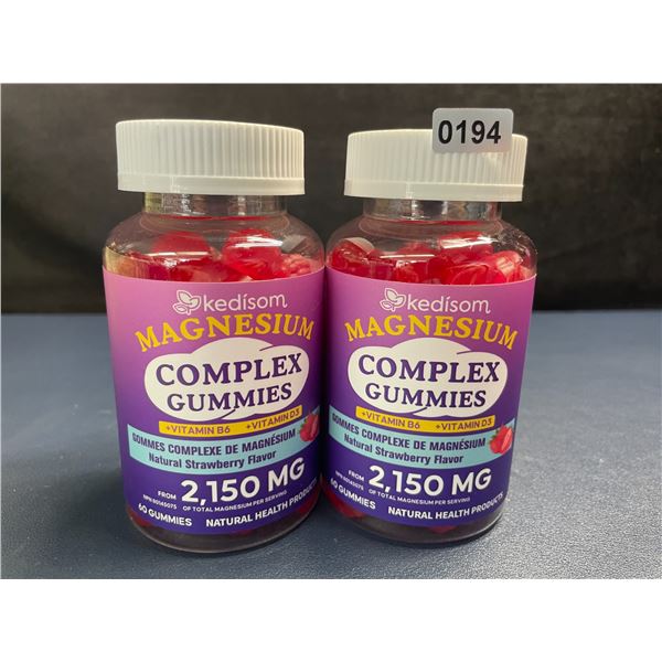 2 Bottles of Kedisom Magnesium Complex Gummies (60 Count) Natural Strawberry Flavor - New Sealed
