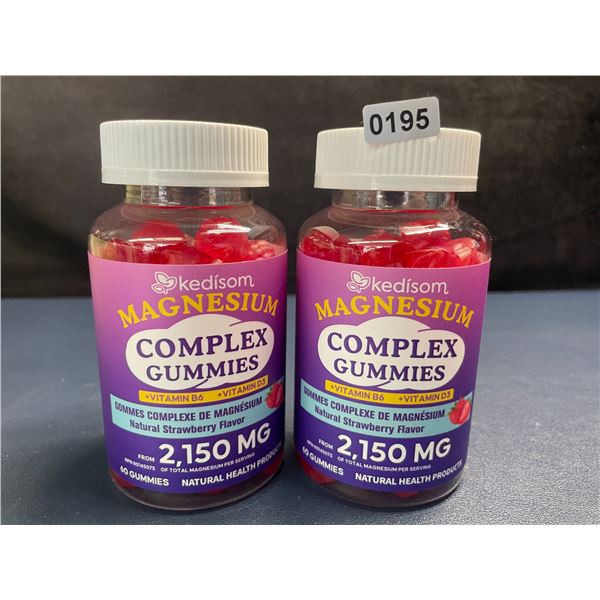 2 Bottles of Kedisom Magnesium Complex Gummies (60 Count) Natural Strawberry Flavor - New Sealed