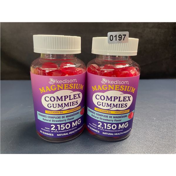 2 Bottles of Kedisom Magnesium Complex Gummies (60 Count) Natural Strawberry Flavor - New Sealed