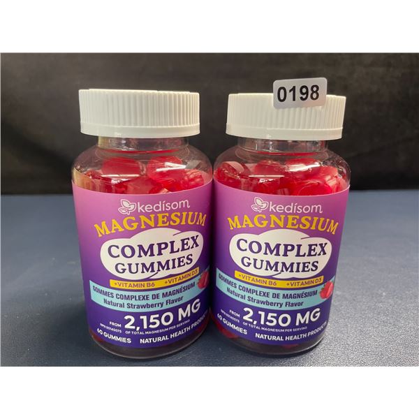 2 Bottles of Kedisom Magnesium Complex Gummies (60 Count) Natural Strawberry Flavor - New Sealed