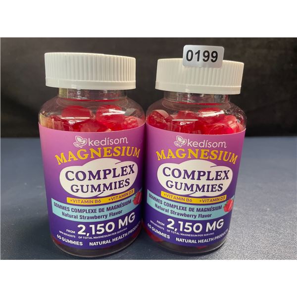 2 Bottles of Kedisom Magnesium Complex Gummies (60 Count) Natural Strawberry Flavor - New Sealed