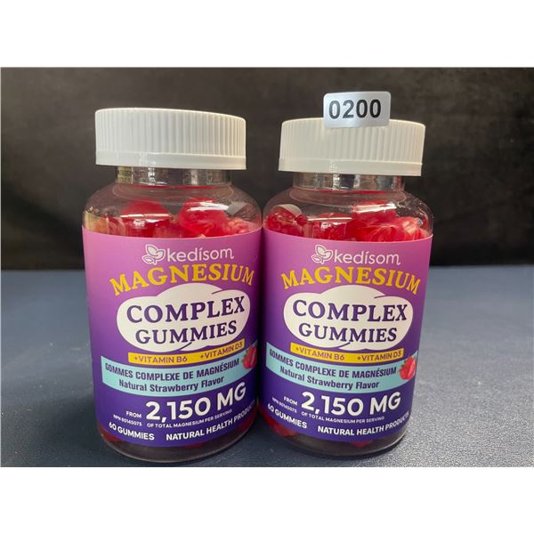 2 Bottles of Kedisom Magnesium Complex Gummies (60 Count) Natural Strawberry Flavor - New Sealed