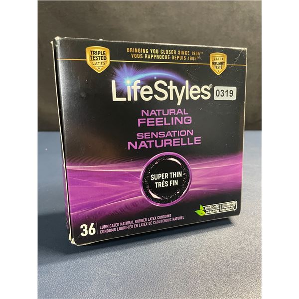 36-Pack Box of Lifestyles Natural Feeling Rubber Latex Condoms - Super Thin - New Sealed