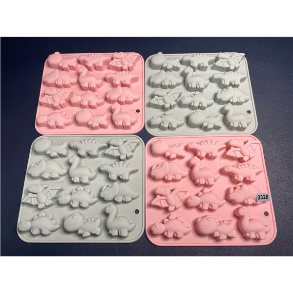 Lot of 4 Silicone Dinosaur Molds - Great for Baking, Crafting, etc. New!