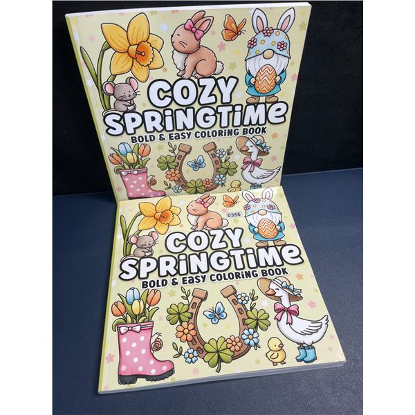 Lot of 2 "Cozy Springtime" Bold & Easy Coloring Books - Brand New