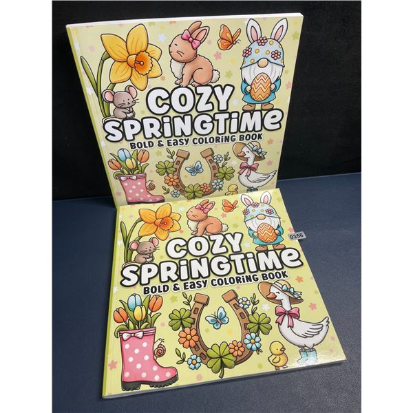 Lot of 2 "Cozy Springtime" Bold & Easy Coloring Books - Brand New