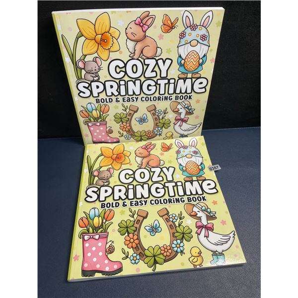 Lot of 2 "Cozy Springtime" Bold & Easy Coloring Books - Brand New