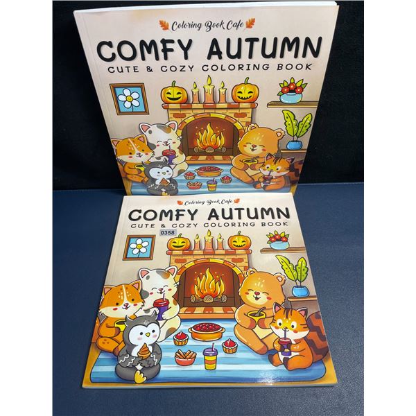 Lot of 2 "Comfy Autumn" Cute & Cozy Coloring Books - Brand New