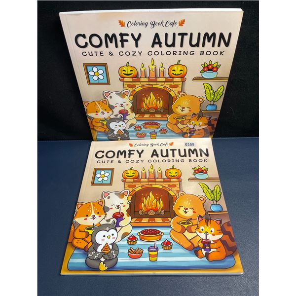 Lot of 2 "Comfy Autumn" Cute & Cozy Coloring Books - Brand New