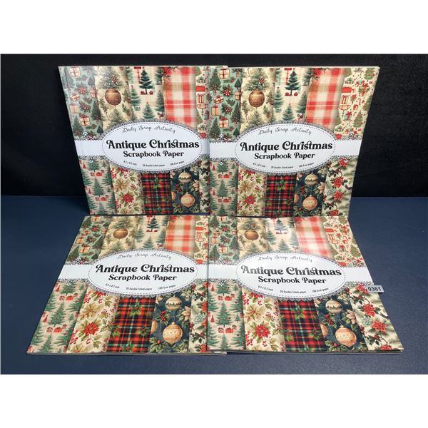 Lot of 4 Antique Christmas Scrapbook Paper Pads (20 Double-Sided Sheets Each) 8.5" x 8.5" - New