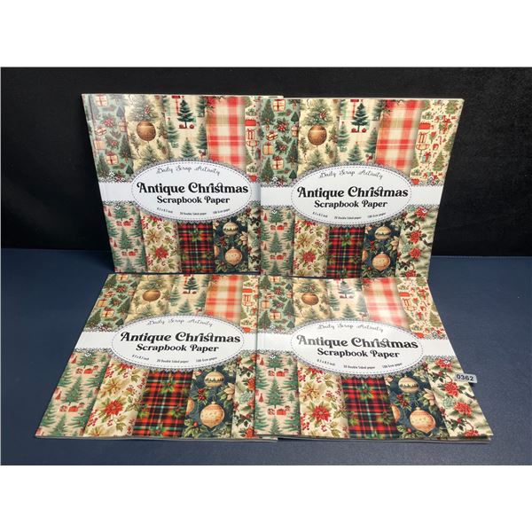 Lot of 4 Antique Christmas Scrapbook Paper Pads (20 Double-Sided Sheets Each) 8.5" x 8.5" - New