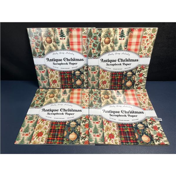 Lot of 4 Antique Christmas Scrapbook Paper Pads (20 Double-Sided Sheets Each) 8.5" x 8.5" - New