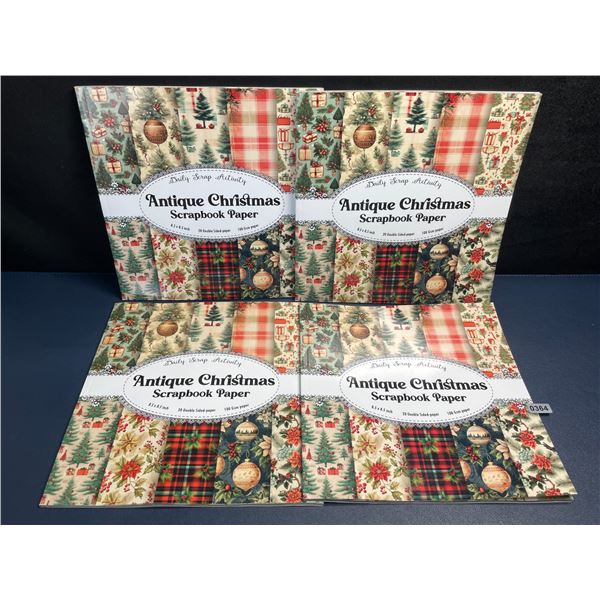 Lot of 4 Antique Christmas Scrapbook Paper Pads (20 Double-Sided Sheets Each) 8.5" x 8.5" - New