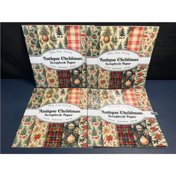 Lot of 4 Antique Christmas Scrapbook Paper Pads (20 Double-Sided Sheets Each) 8.5" x 8.5" - New