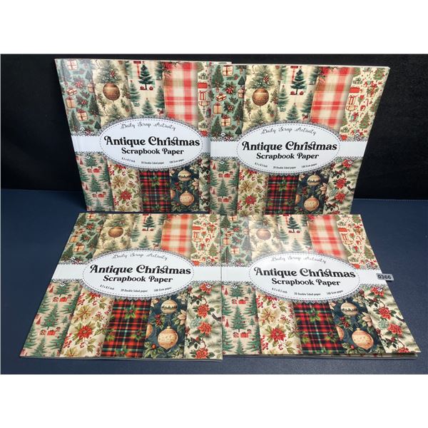 Lot of 4 Antique Christmas Scrapbook Paper Pads (20 Double-Sided Sheets Each) 8.5" x 8.5" - New