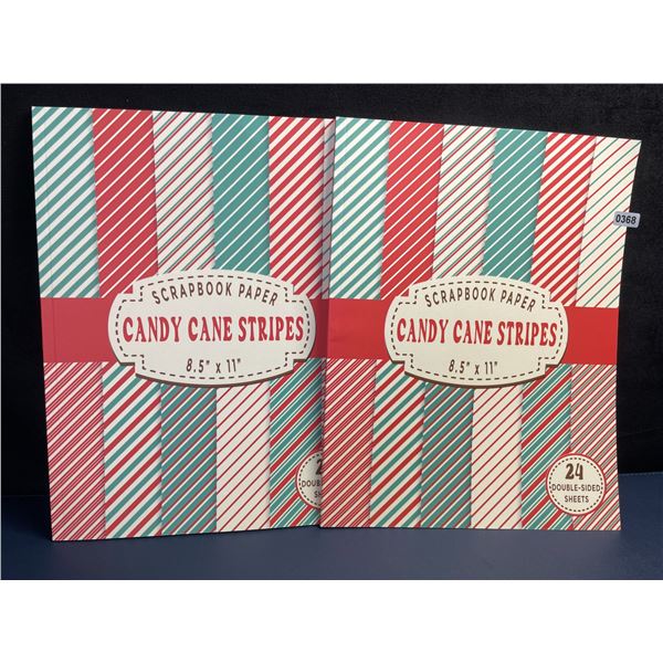 2 Candy Cane Stripes Christmas Scrapbook Paper Books; 24 Per Pack (Large 8.5" x 11" Sheets) New