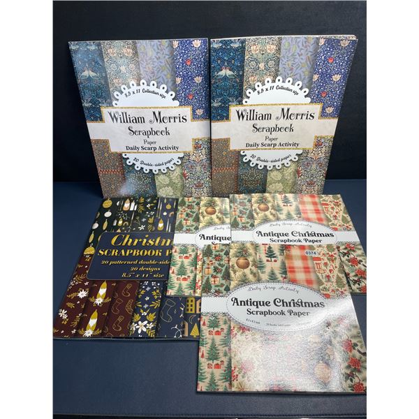 Lot of 6 Assorted Christmas Scrapbook Paper Pads - Double-Sided Designs - Brand New!