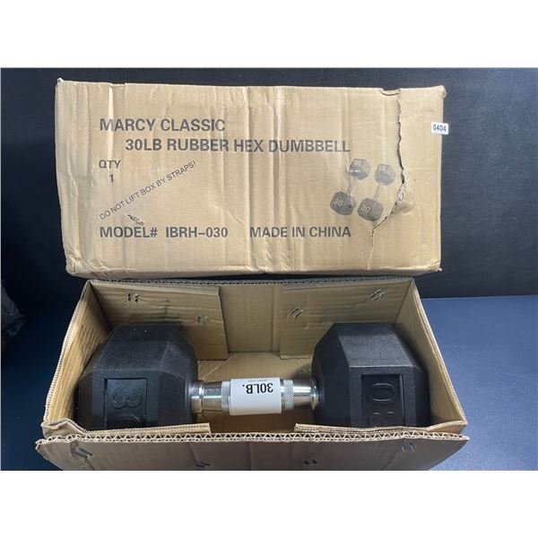Marcy Classic 30LB Rubber Hex Dumbbell; Cast Iron Dumbbell For Exercise/Fitness - New in Box!