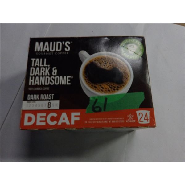 SHELF PULLS (AS IS):  MAUDS DARK ROAST COFFEE (24 K-CUPS) - BOX