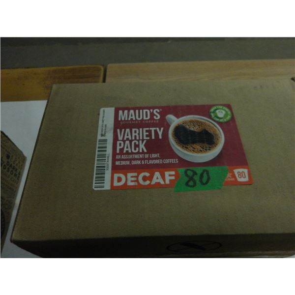 SHELF PULLS (AS IS):  MAUDS VARIETY COFFEE (80 K-CUPS) - BOX