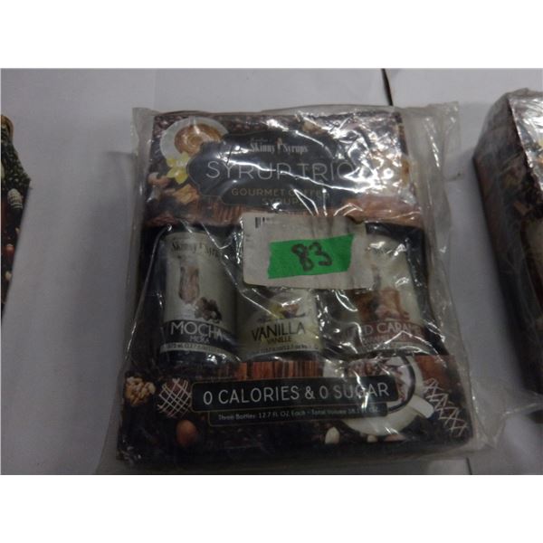 SHELF PULLS (AS IS):  BOX C/W 3 BOTTLES OF COFFEE SYRUP (VANILLA, MOCHA & SALTED CARAMEL)